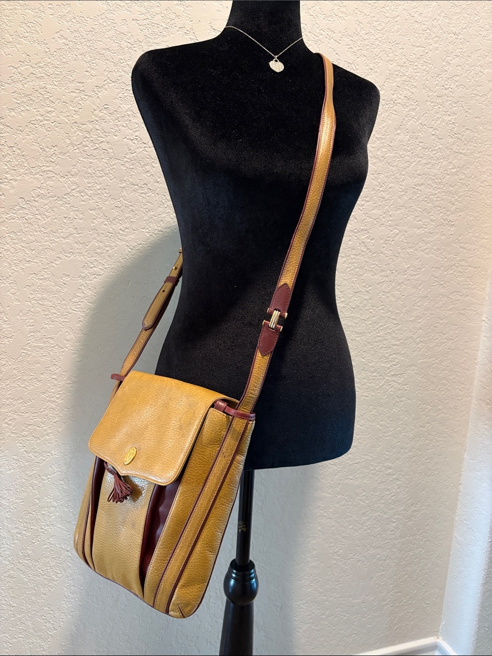 Cartier Paris Crossbody Bag in Mustard with Brown Trim